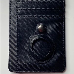 Men's Slim Airtag carbon fiber leather wallet